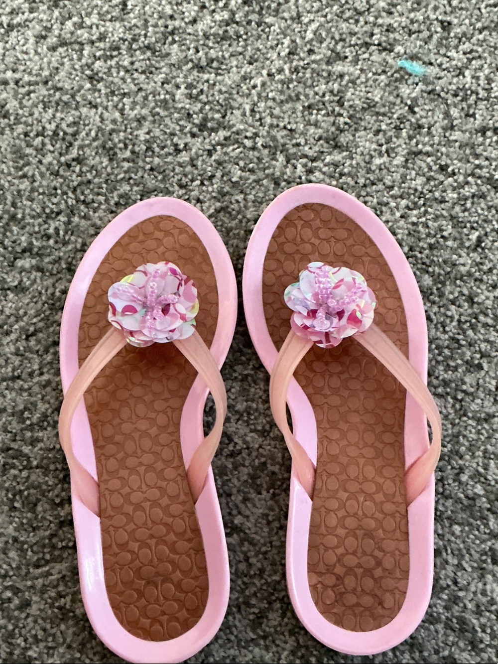 Coach Pink Floral Jelly Flip Flop Sandals